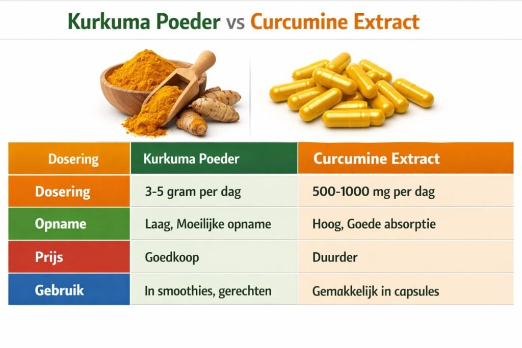 kurkuma poeder vs curcumine extract